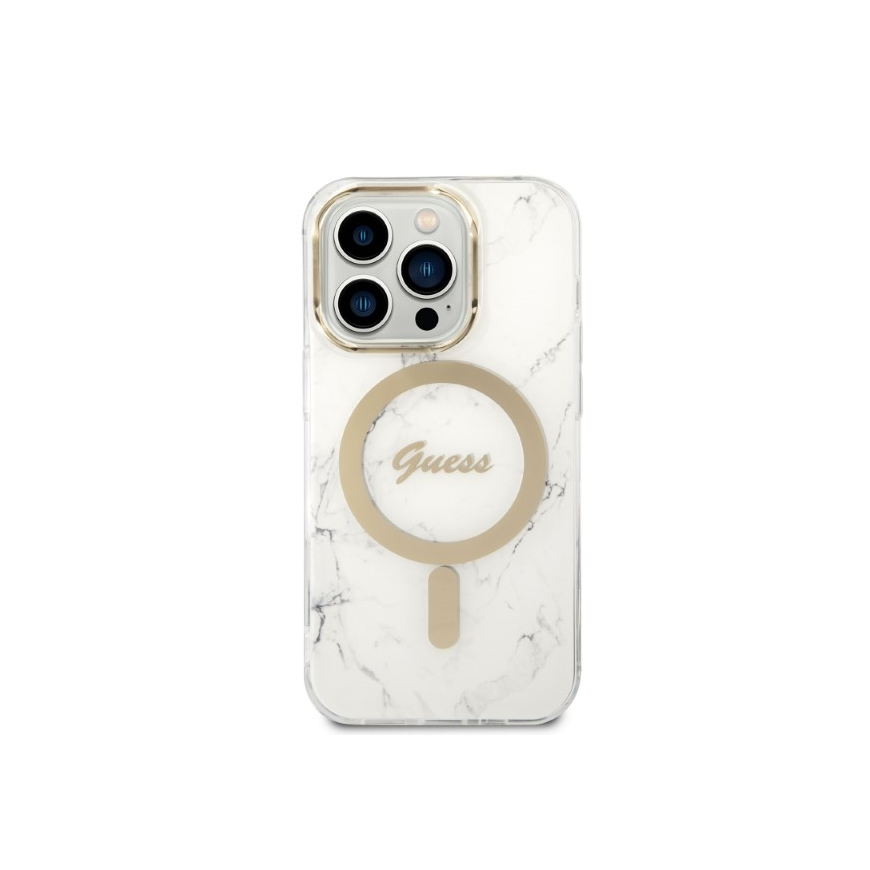 Case Set Guess GUBPP14LHMEACSH Case+ Charger iPhone 14 Pro 6.1" white/white hard case Marble MagSafe – 4