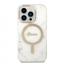 Case Set Guess GUBPP14LHMEACSH Case+ Charger iPhone 14 Pro 6.1" white/white hard case Marble MagSafe