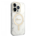 Case Set Guess GUBPP14LHMEACSH Case+ Charger iPhone 14 Pro 6.1" white/white hard case Marble MagSafe