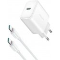 Įkroviklis Joyroom JR-TCF24 USB-C PD30W + USB-C to USB-C cable 1.0m baltas Įkroviklis Joyroom JR-TCF24 USB-C PD30W + USB-C to USB-C cable 1.0m baltas