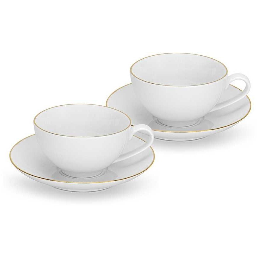 Fissman Cups with saucers 220 ml / 4 pcs Floree (porcelain)