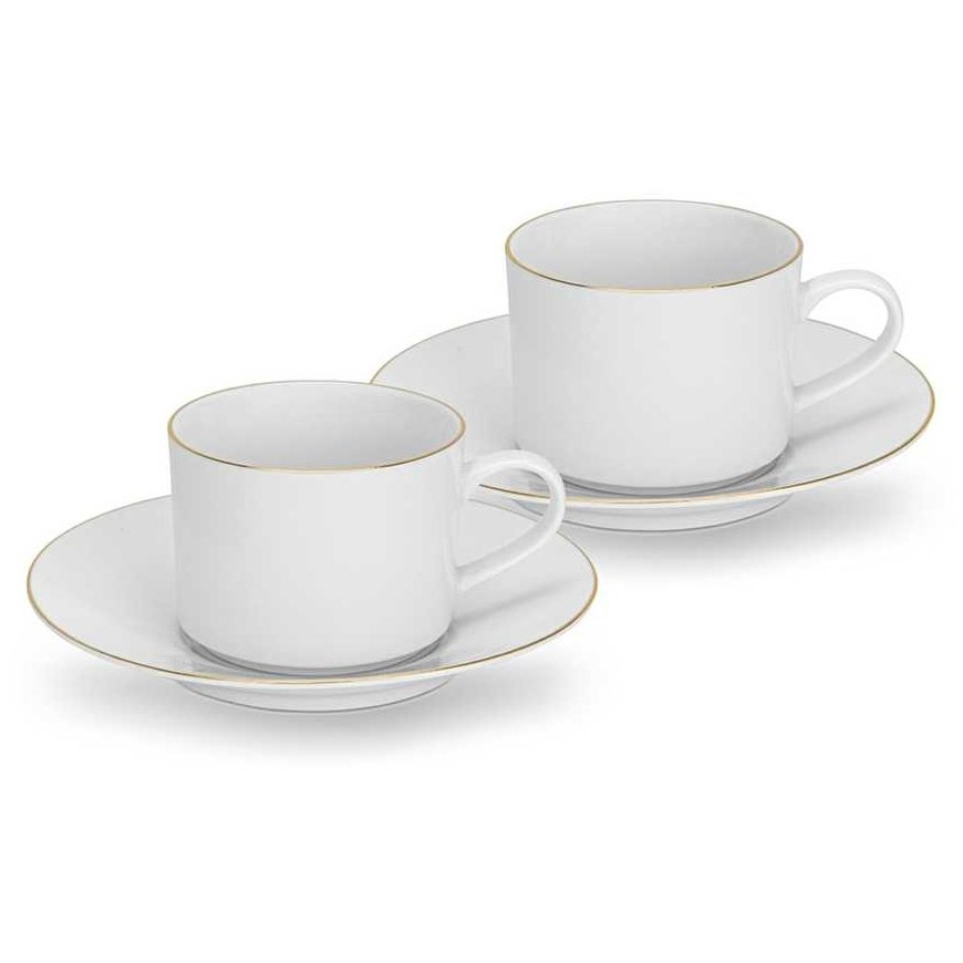 Fissman Cups with saucers 240 ml / 4 pcs Floree (porcelain)
