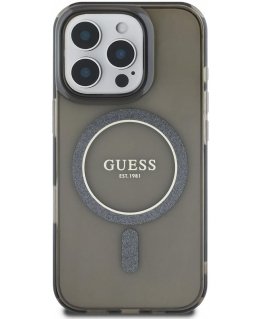 Guess IML Glitter Ring MagSafe Case for iPhone 16 Pro Max Black