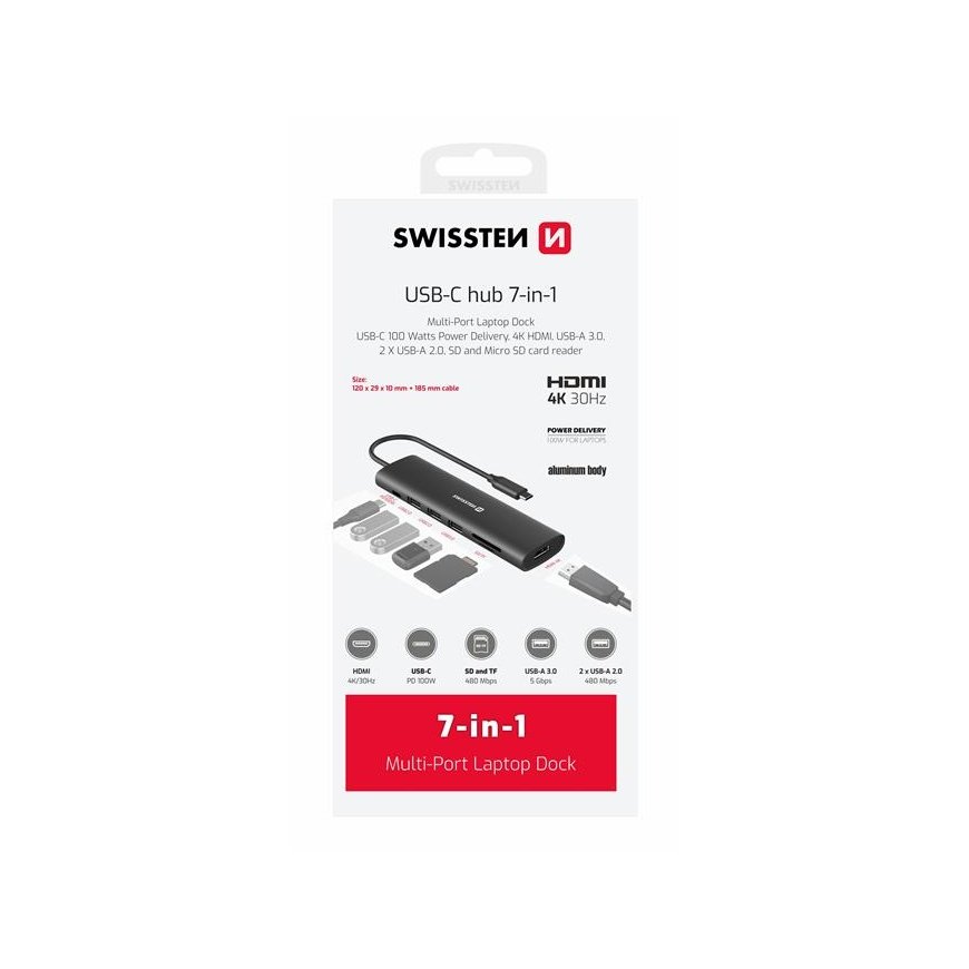 Swissten Aluminium Multi-Port Laptop Dock USB-C
