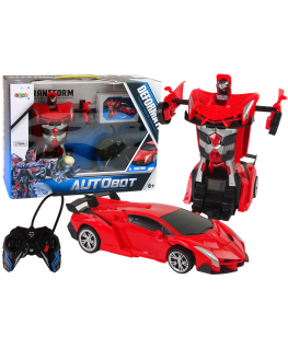 Lean Toys Car Robot Transformers 2in1 Pilot R/C Light Sound Drift Color Red