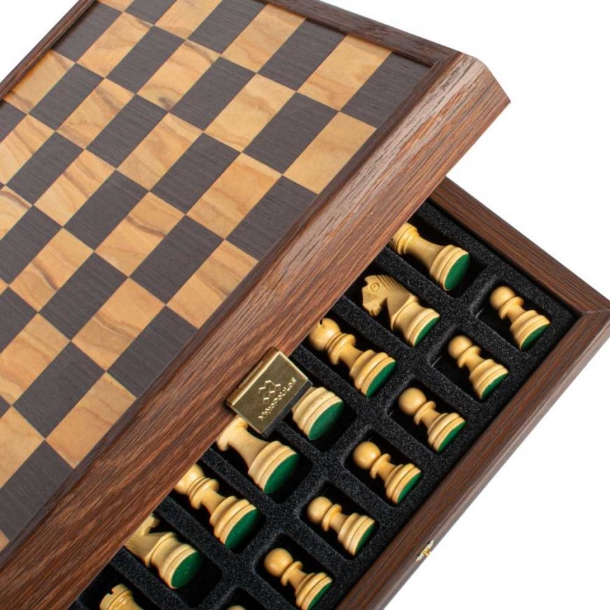 Manopoulos Olive Burl Chess Set 27x27cm With Staunton Chess Pieces – 4