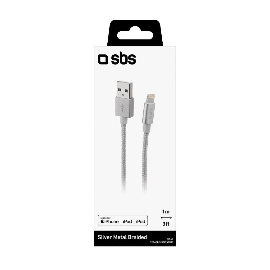 SBS TECABLEUSBIP589BS кабель с разъемами Lightning 1 m Серебристый – 2