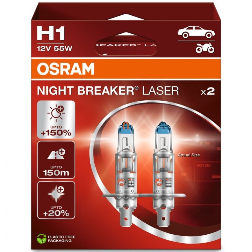 Osramautomotive OSRAM Car lights NIGHT BREAKER LASER +150% H1 55W 12V P14.5S 2pcs – 2
