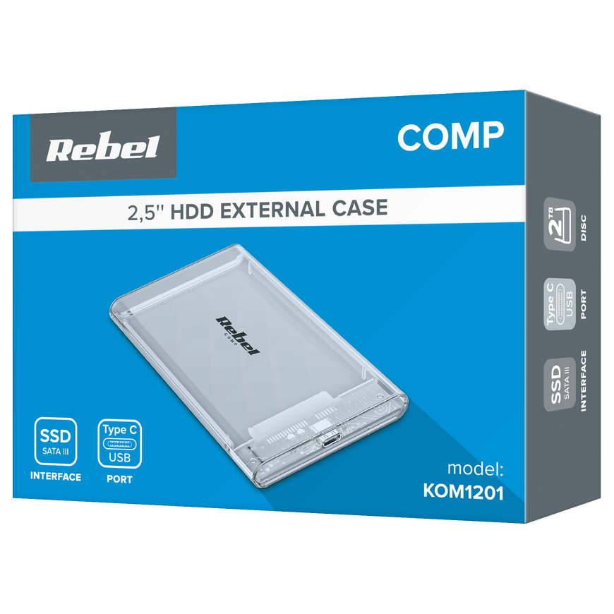 2.5" drive case SATA USB C 3.1 Rebel transparent – 4