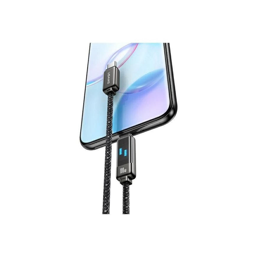 USAMS Kabel USB-C na USB-C 100W 1,2m Digital Display Zinc A