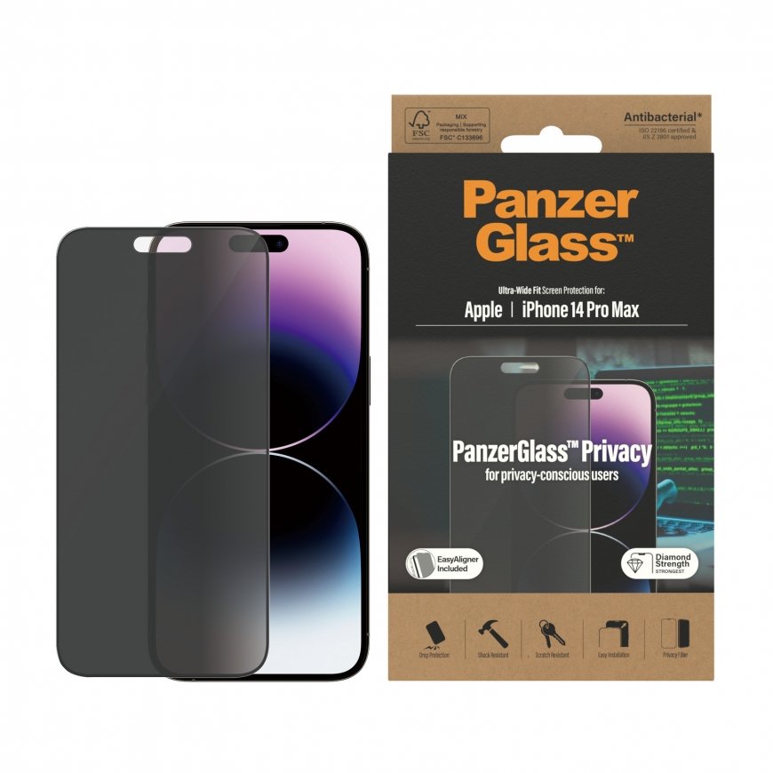 PanzerGlass ® Privacy Screen Protector Apple iPhone 14 Pro Max | Ultra-Wide Fit w. EasyAligner – 2