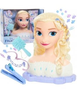 Lėlė Duża Głowa do czesania i stylizacji włosów Deluxe Księżniczka Disney Elsa Kraina Lodu +priedai