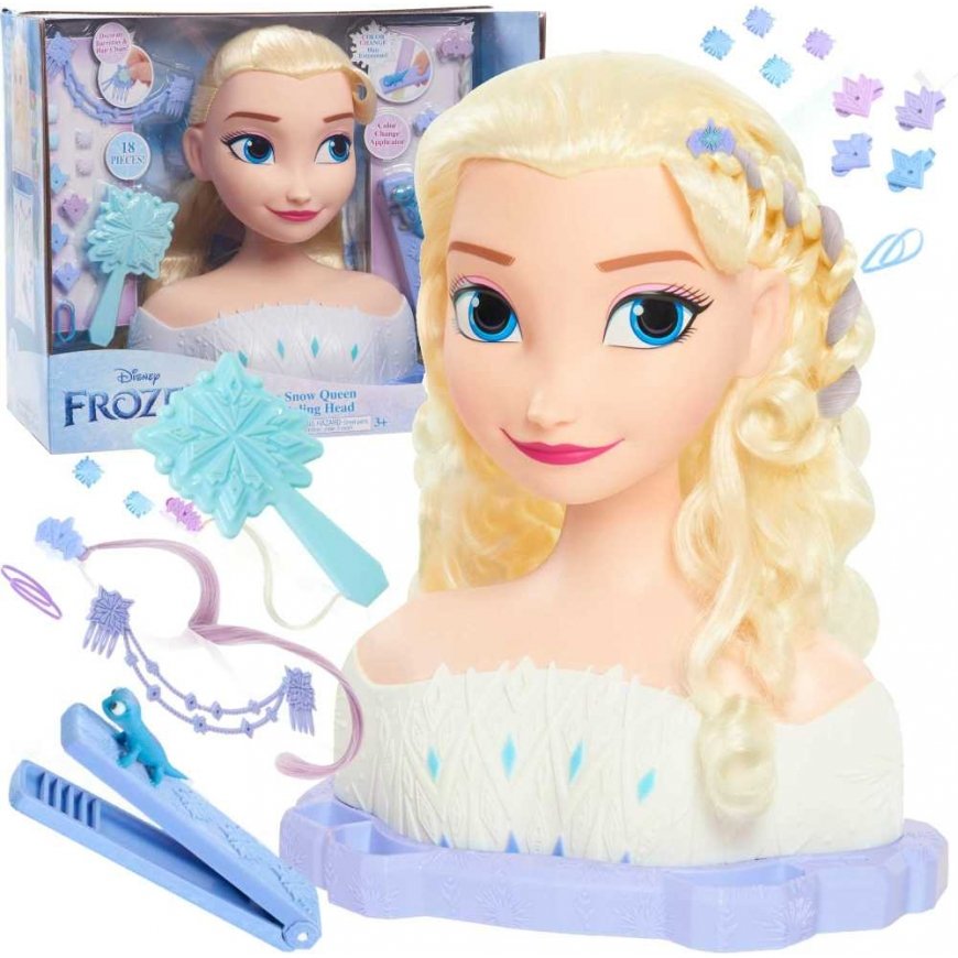 Lėlė Duża Głowa do czesania i stylizacji włosów Deluxe Księżniczka Disney Elsa Kraina Lodu +priedai
