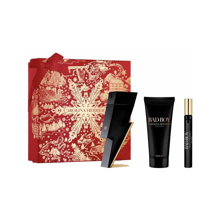 Carolina Herrera Bad Boy Eau De Toilette Spray 100ml Set 3 Pieces