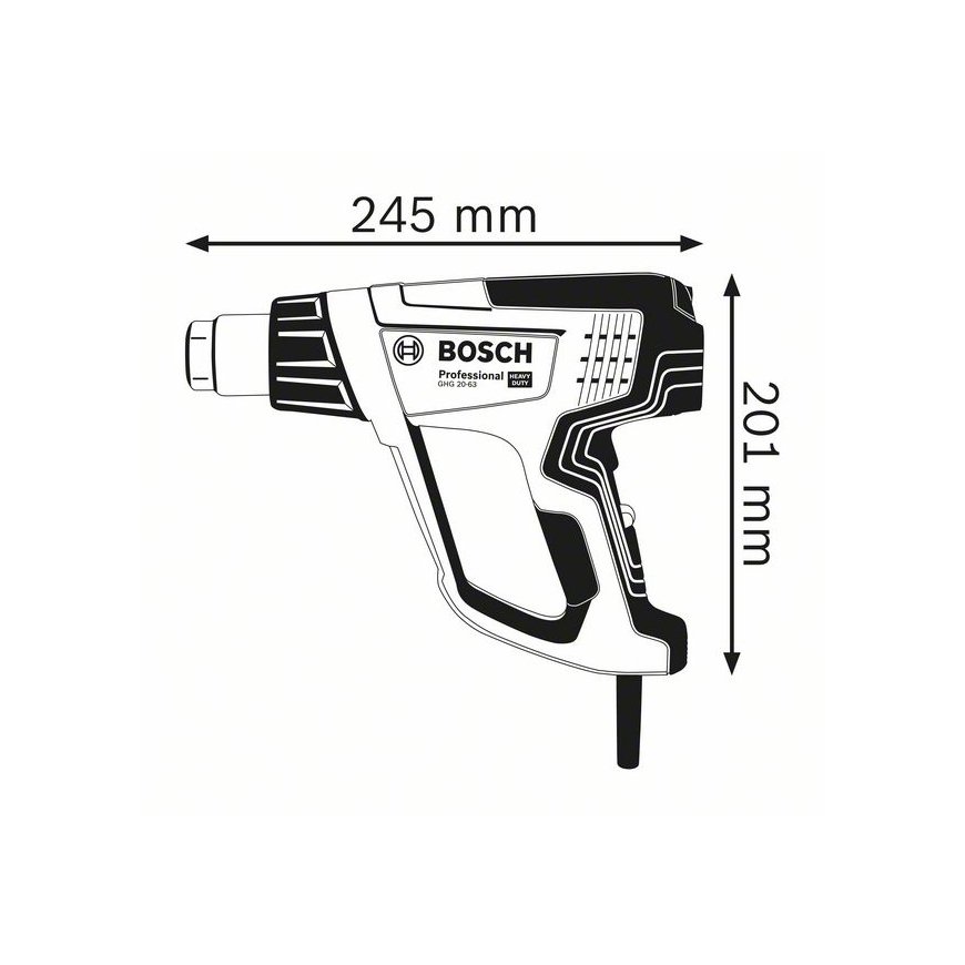 Bosch 0 601 2A6 201 kuumailmapistooli 500 l/min 630 °C 2000 W musta, Sininen – 2