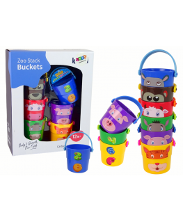 Lean Sport Import LEANToys Set Kolorowe Wiaderka ze Zwierzątkami Piramidka