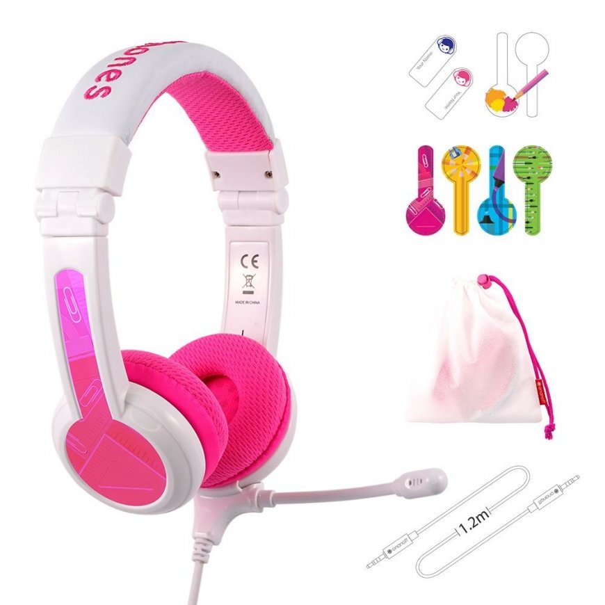 BuddyPhones School+ Kõrvaklapp Juhtmega ühendatud Peavõru Kõned/muusika Roosa, Valge – 2