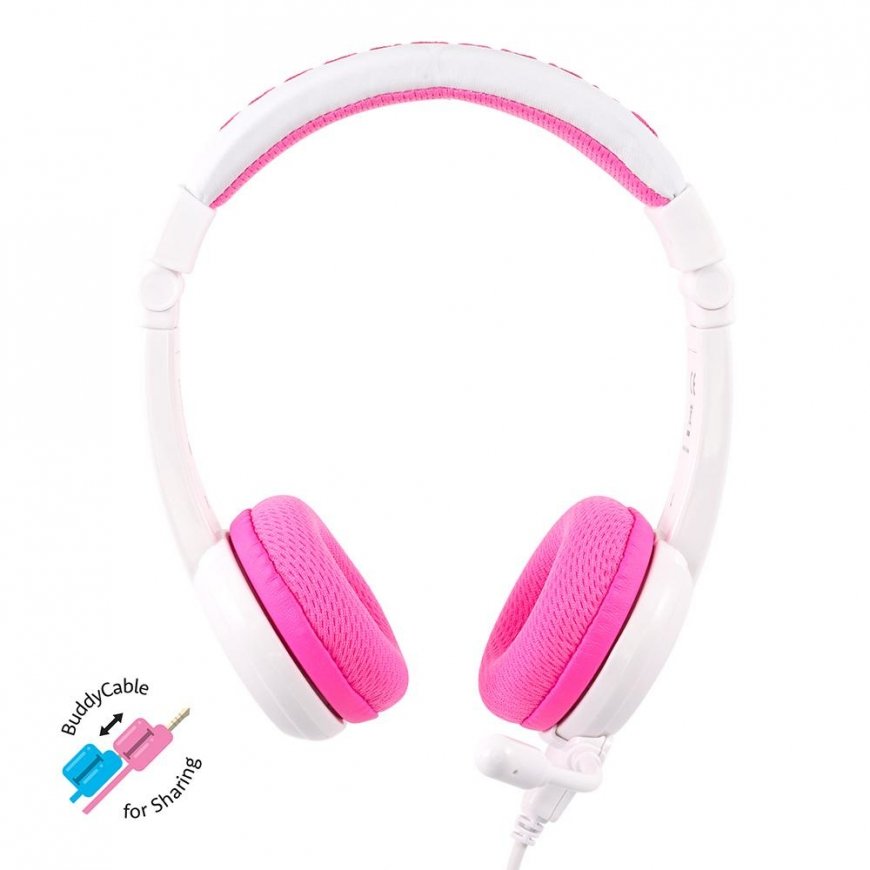 BuddyPhones School+ Austiņas Vadu Zvani / mūzika Rozā, Balts – 4