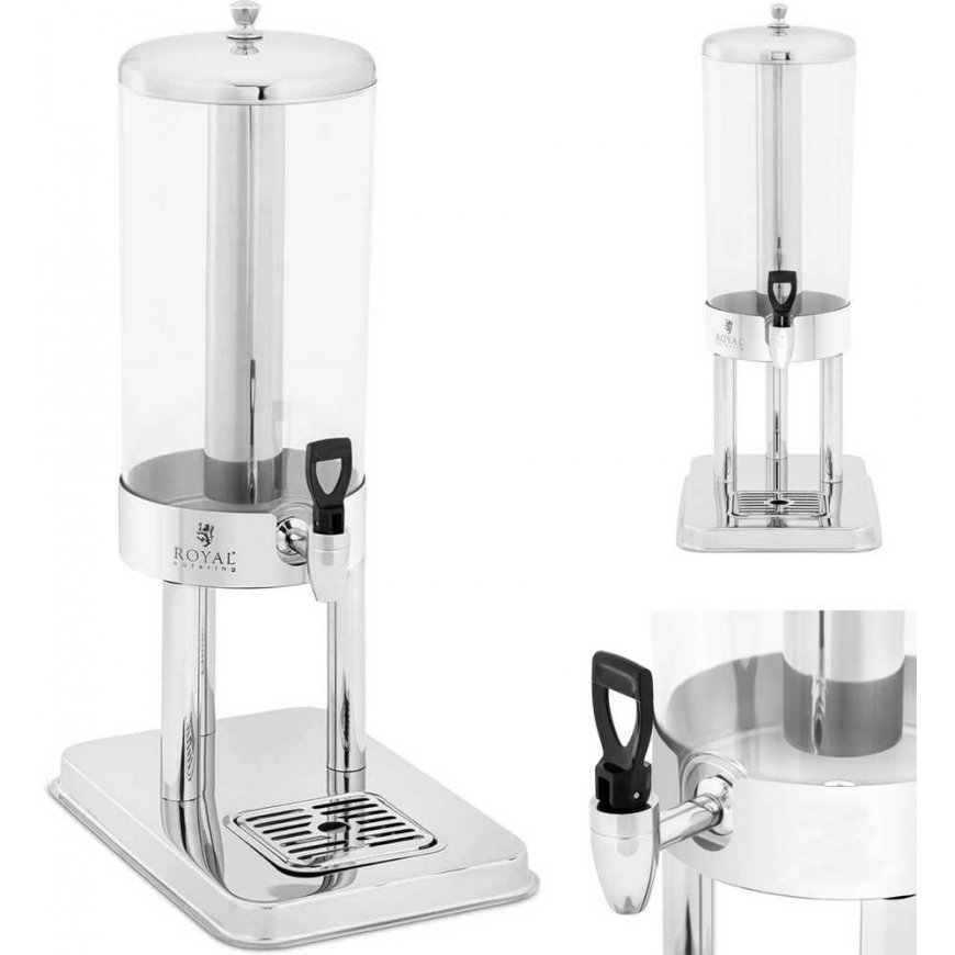 Royal Catering Beverage dispenser with cooling system 5.5 l, silver/clear