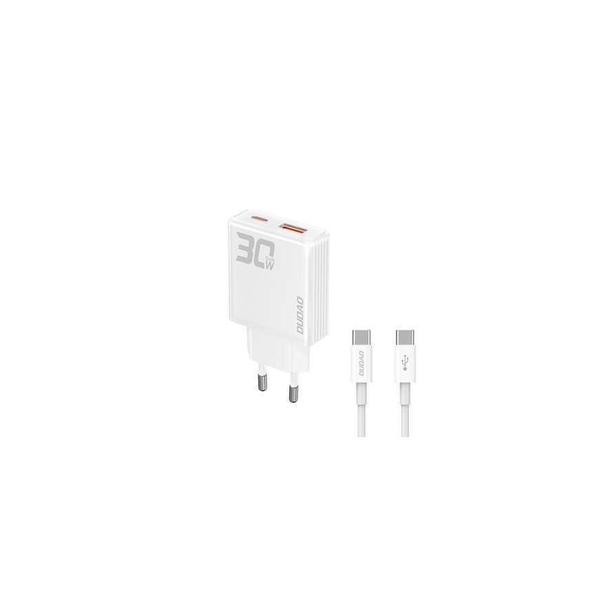 GaN Dudao A30EUT 30W USB-A | USB-C Wall Charger + USB-C - USB-C – 2