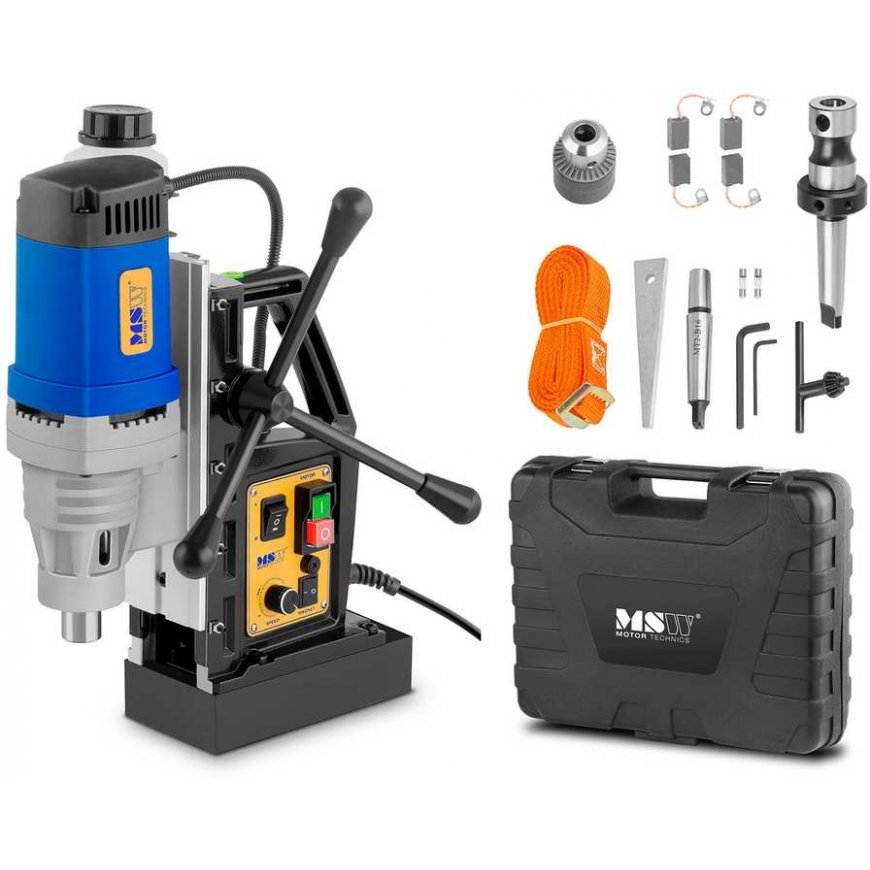 Grąžtas MSW Magnetinė gręžimo mašina, 1380W, pilka/mėlyna/juoda