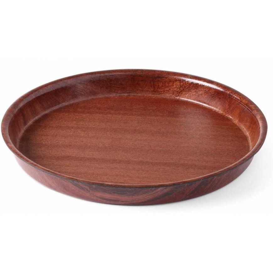 Hendi Wooden serving plate with high edge, round, 42 cm, brown – 2