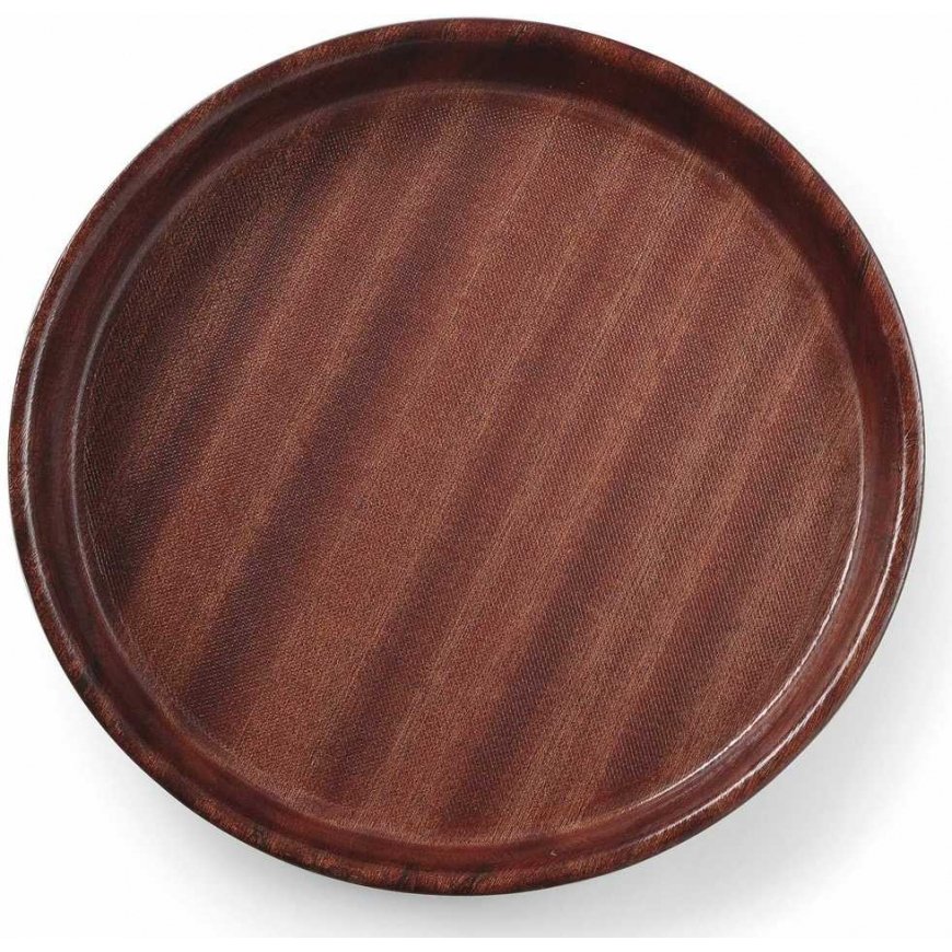Hendi Wooden serving plate with high edge, round, 42 cm, brown – 3