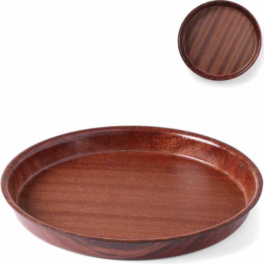 Hendi Wooden serving plate with high edge, round, 42 cm, brown – 5