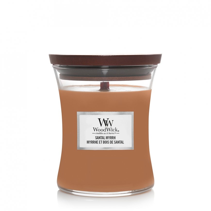 WoodWick Santal Myrhh wax candle Cylinder Amber, Lemon, Wood Brown 1 pc(s)