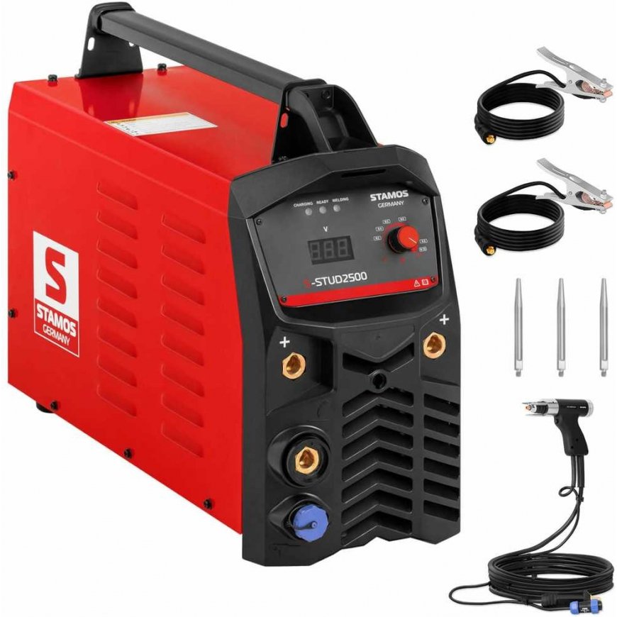 Stamos Germany Condenser welding machine for metal screws M3-M10, red – 2