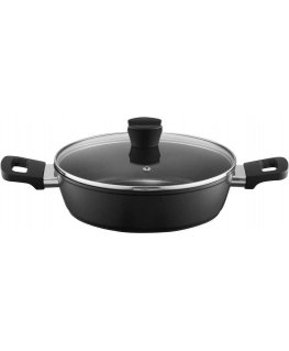 Frying pan deep with a lid with coating Qualum Basic Alto 28 cm AMBITION