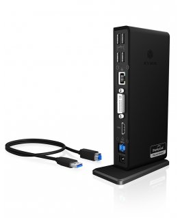 ICY BOX IB-DK2241AC Vielinis USB 3.2 Gen 1 (3.1 Gen 1) Type-A Juoda