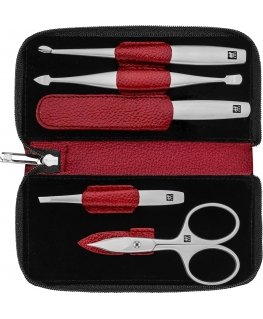 Zwilling Twinox Travel Set – Red 5-Piece Leather Pouch - Red