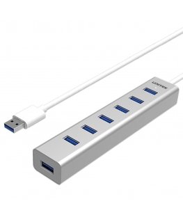 UNITEK Y-3090 sąsajos šakotuvas USB 3.2 Gen 1 (3.1 Gen 1) Type-A 5000 Mbit/ai Sidabras