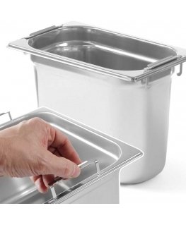 Hendi Stainless steel container with retractable handles GN1/4 265x162x200mm