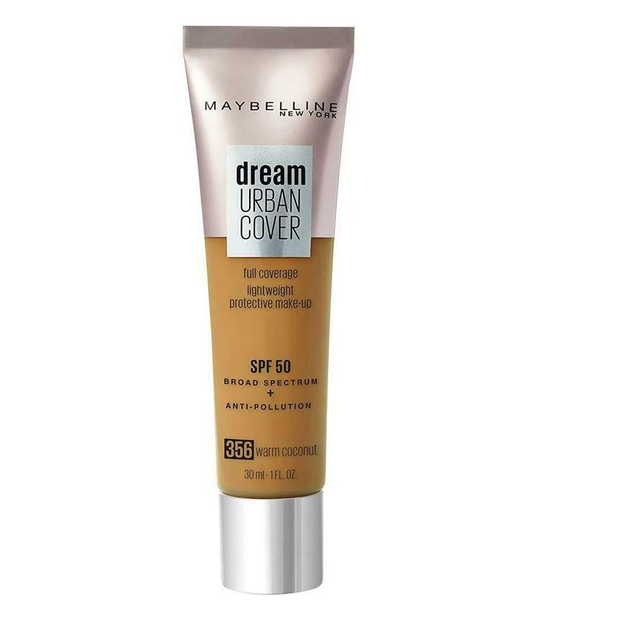 Maybelline, Dream Urban Cover, Full Cover, Creamy Foundation, 356, Warm Coconut, SPF 50, 30 ml