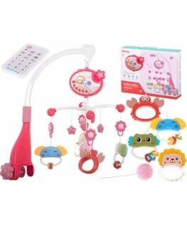 Ikonk "Lullaby" star design carousel pink + remote control