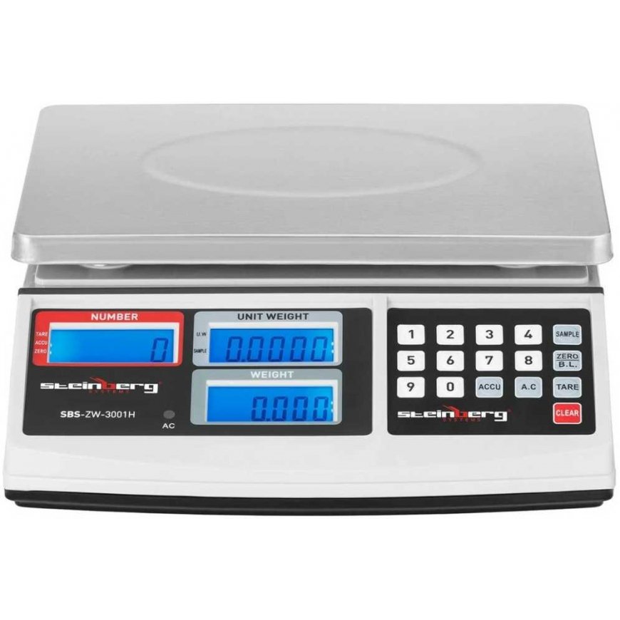 Virtuvinės svarstyklės Steinberg Systems Kontrolinės svarstyklės su LCD ekranu iki 30 kg, baltos – 2