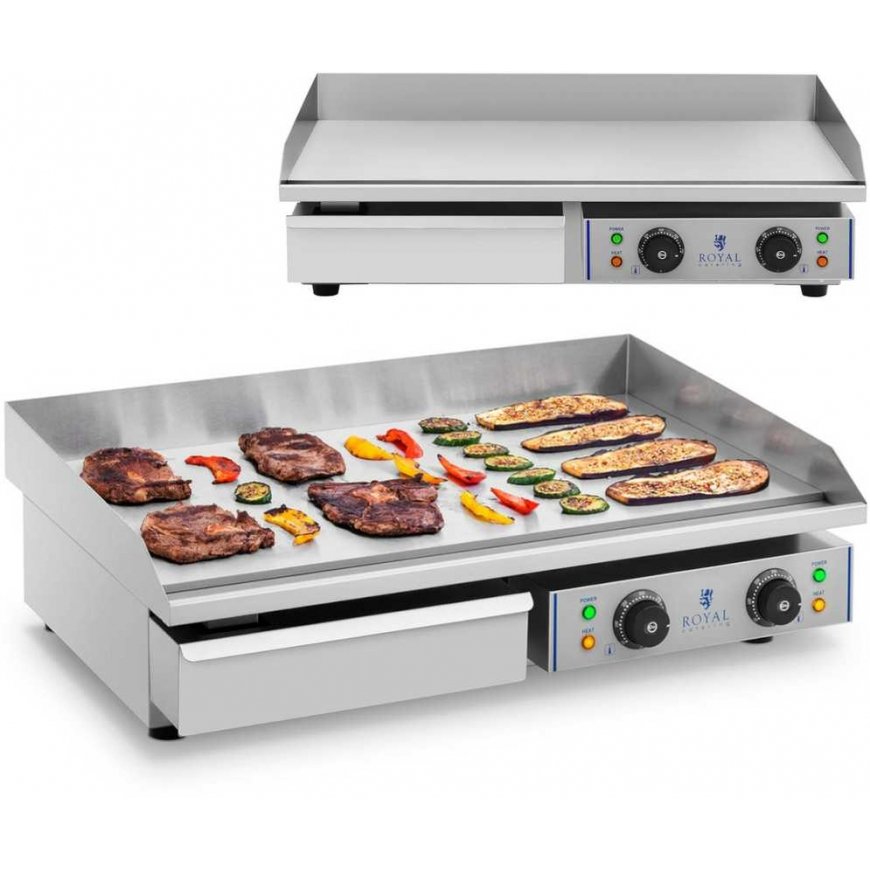 Royal Catering Electric grill with high edges, width 75 cm – 2