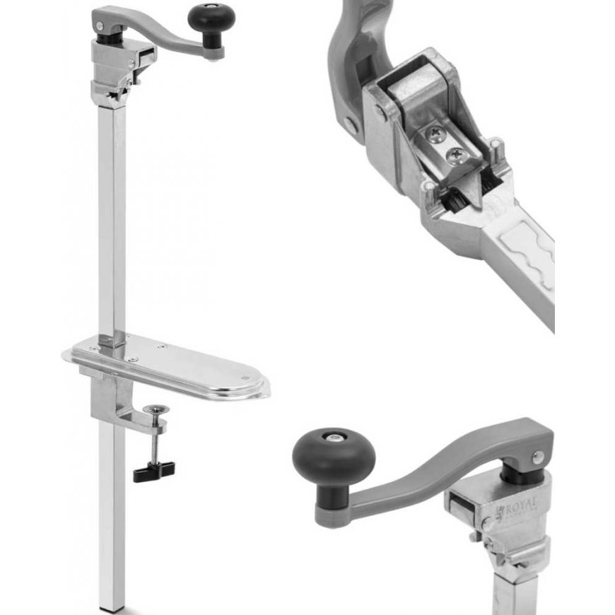 Royal Catering Manual can opener is fixed to the table