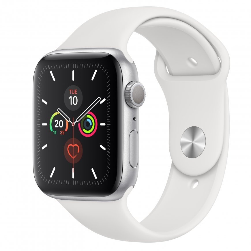 Apple Watch Series 5 OLED 44 mm Digitaalinen 368 x 448 pikseliä Kosketusnäyttö Hopea Wi-Fi GPS (sate – 2