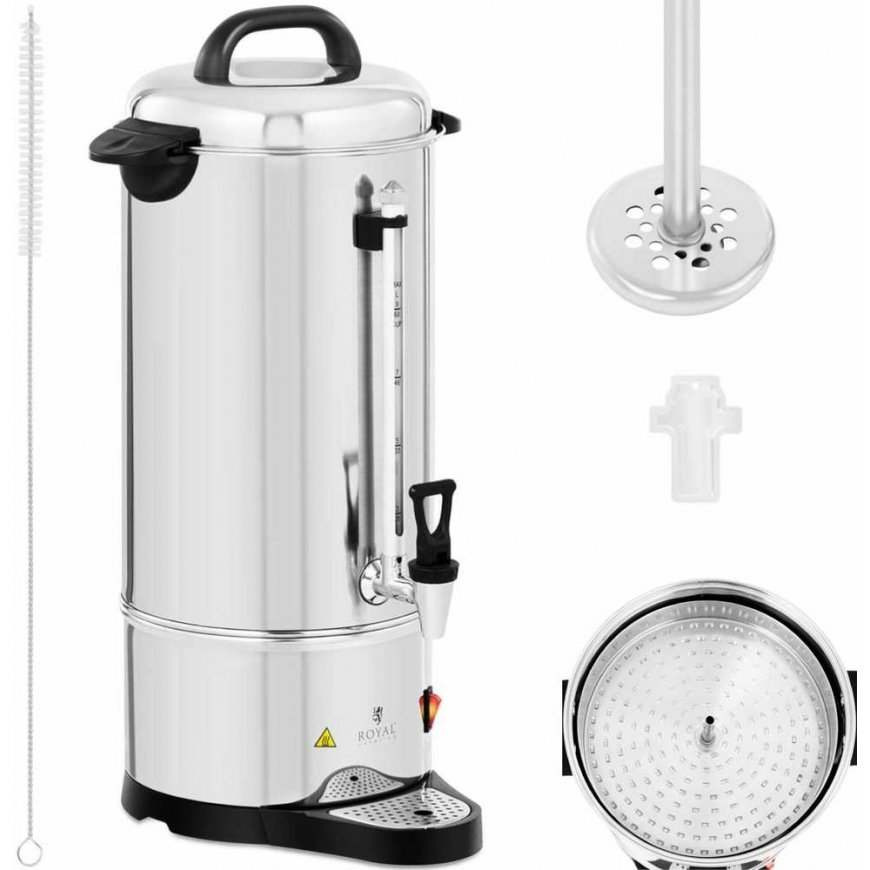 Royal Catering Elektrinis kavos ir arbatos virimo aparatas su kraneliu ir lašų padėklu, 1200 W, 9 L