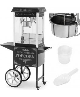 Royal Catering Professional retro style black popcorn machine with lighting, 88 L, 1600 W