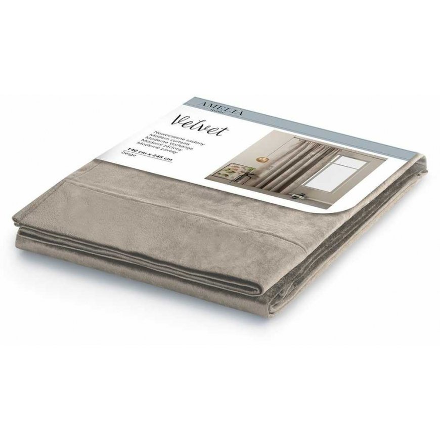 Užuolaidos VELVET beige spalvos klasikinės juostelės audinio tipas - tekstilinis aksomas 140x245 AmeliaHome – 4