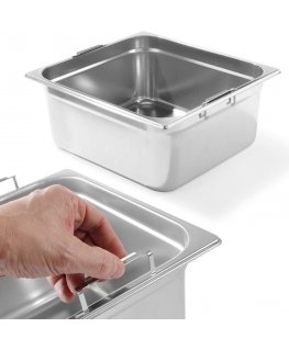 Hendi Stainless steel container with retractable handles GN2/3 354x325mm, 200mm