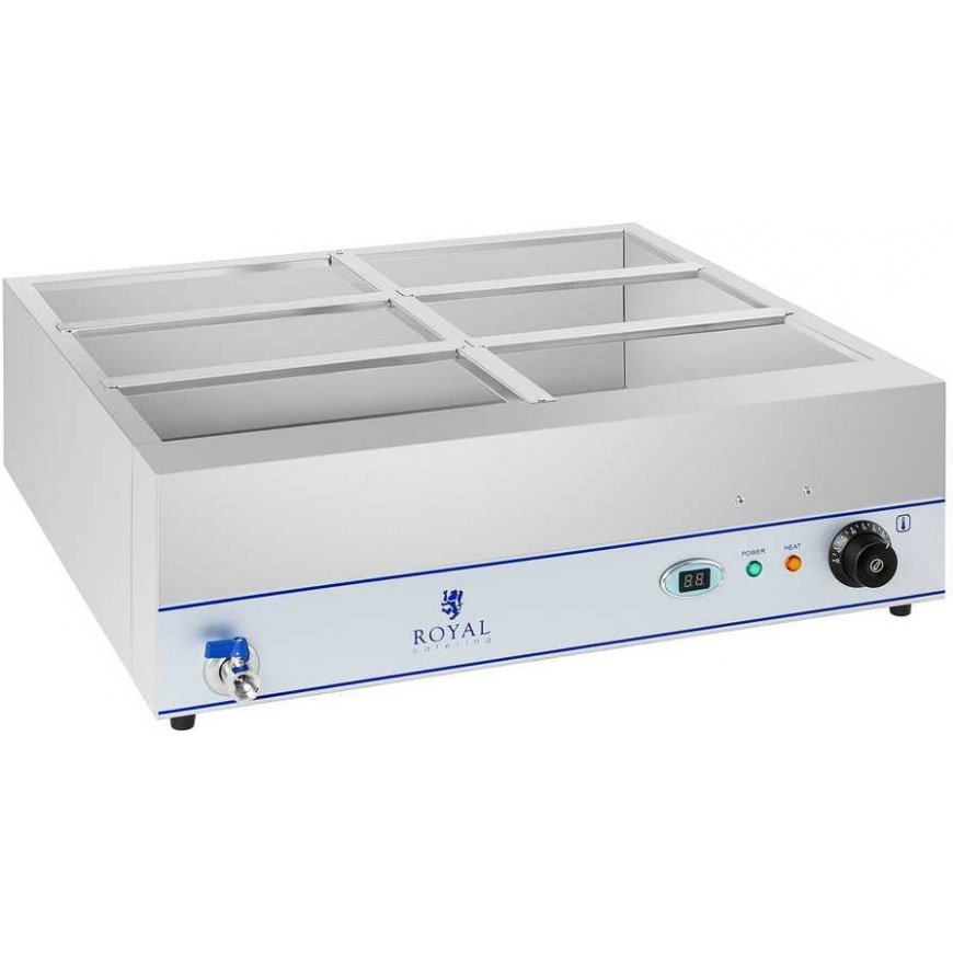 Royal Catering Vandens šildytuvas su kranu 6 x GN 1/3 2000W 230V, nerūdijantis plienas – 4