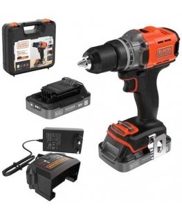 wiertarko-wkrętarka cordless, 45Nm, 18V POWERCONNECT, Black & Decker [BCD382D2XK-QW] 2x2,0Ah, case