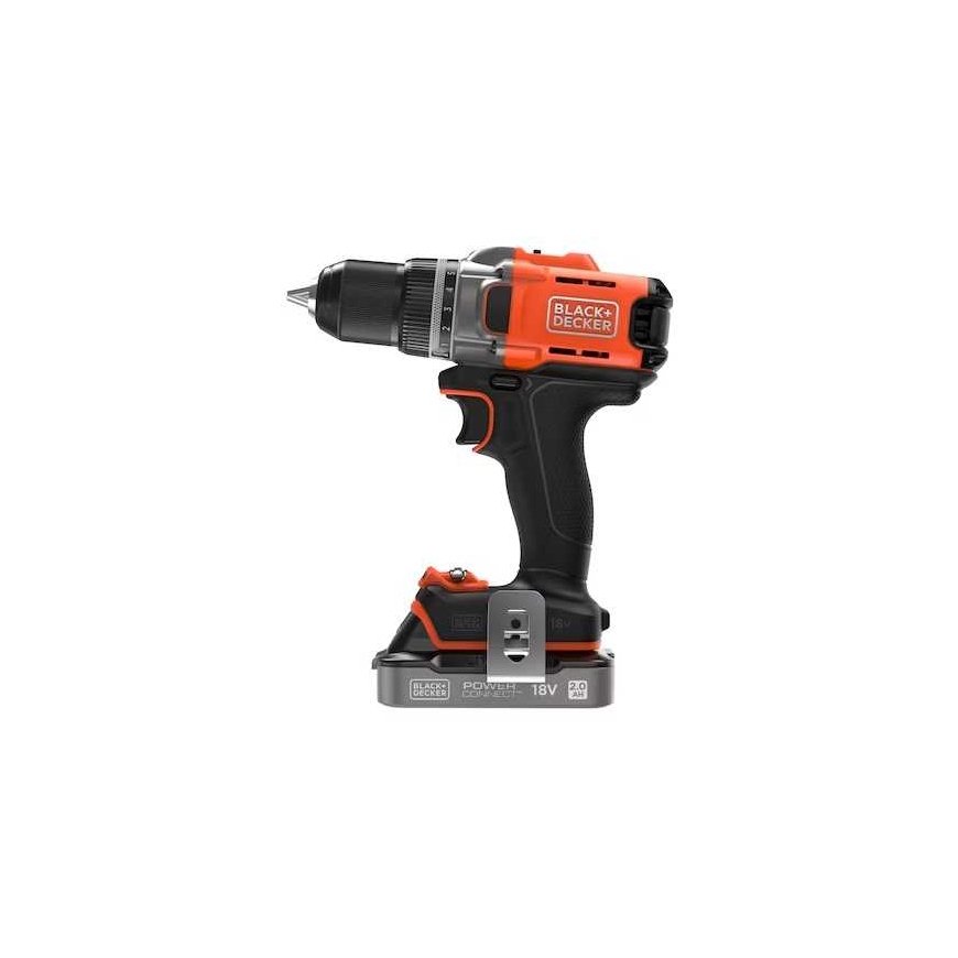 wiertarko-wkrętarka cordless, 45Nm, 18V POWERCONNECT, Black & Decker [BCD382D2XK-QW] 2x2,0Ah, case – 2
