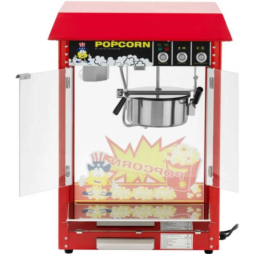 Royal Catering Retro style popcorn machine with Teflon coating, 1600 W, 5-6kg/h, red – 5