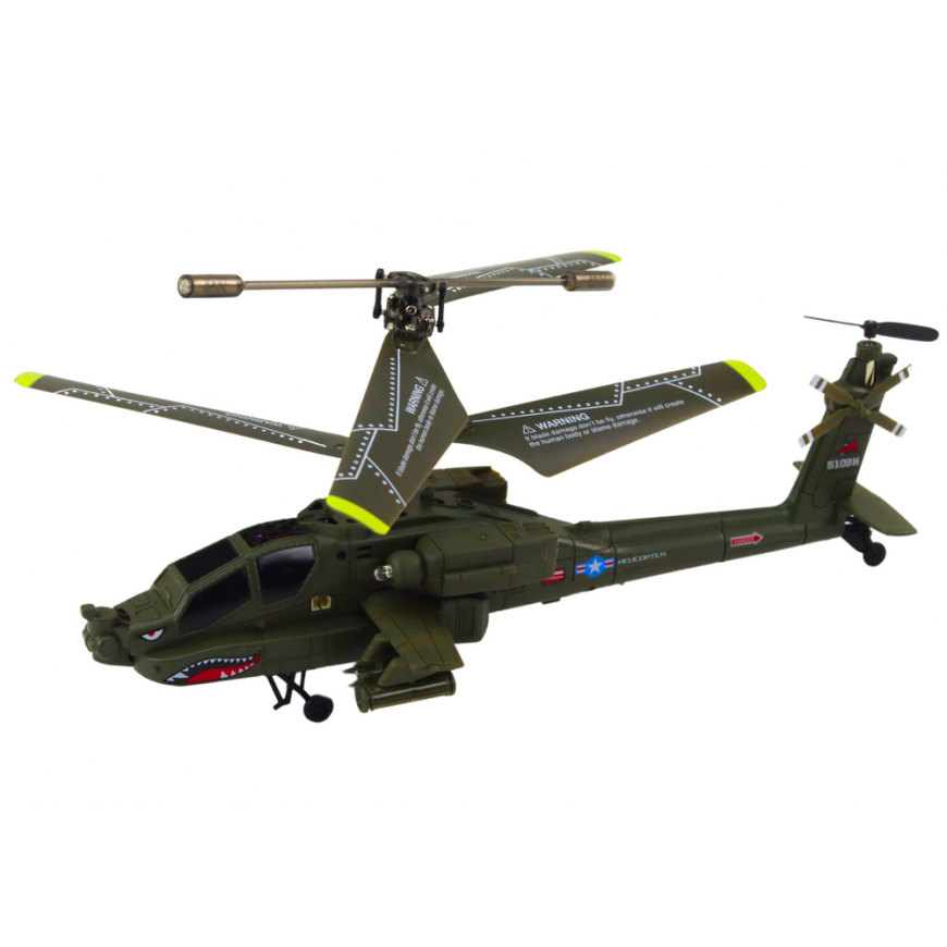 Lean Toys Apache Military Helicopter Remote Controlled RC Syma S109H Khaki – 2